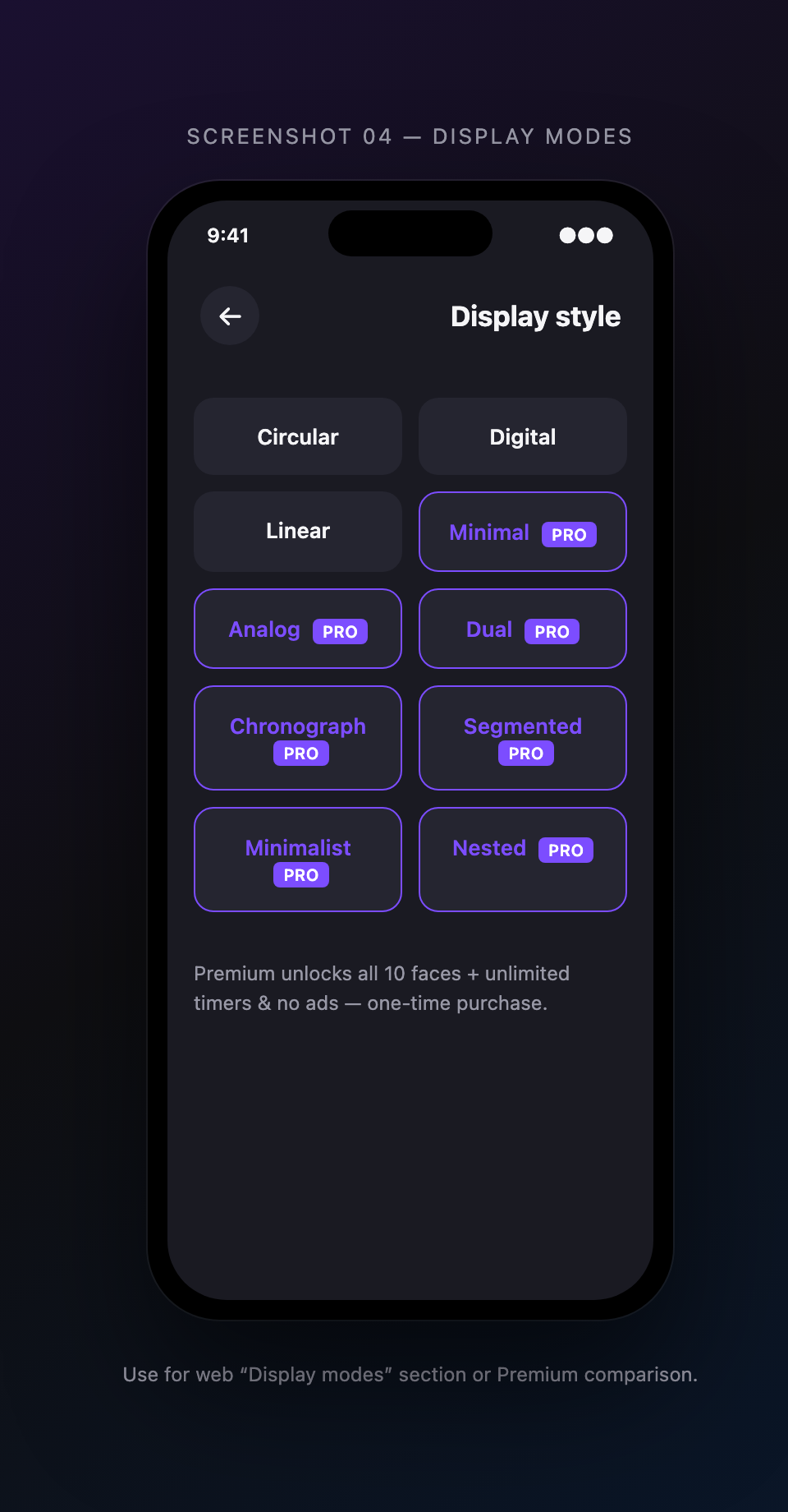 Display modes — power interval timer