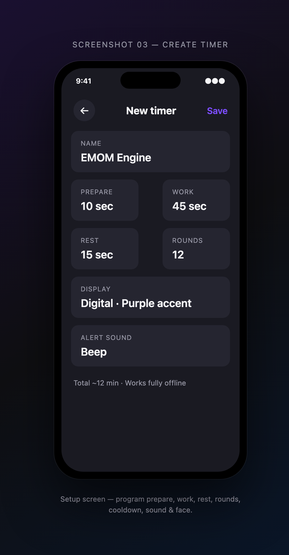 Setup — power interval timer