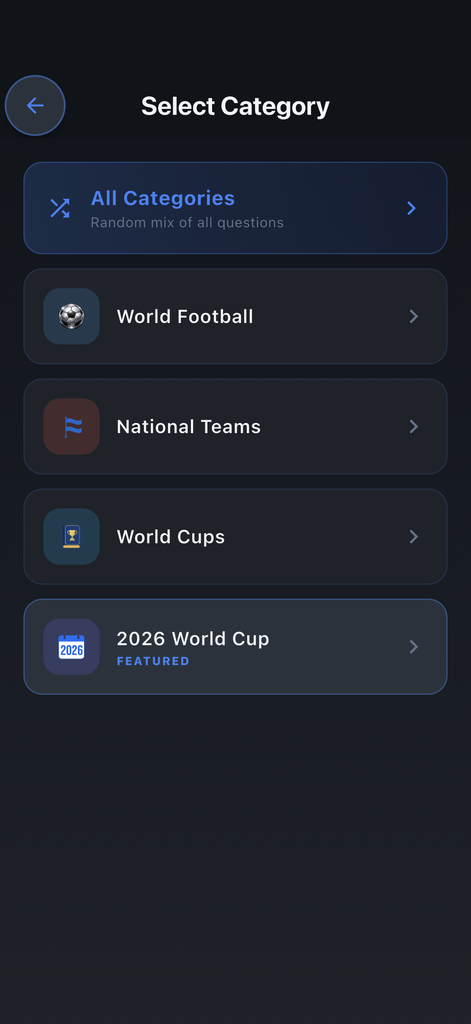 Football Trivia category picker