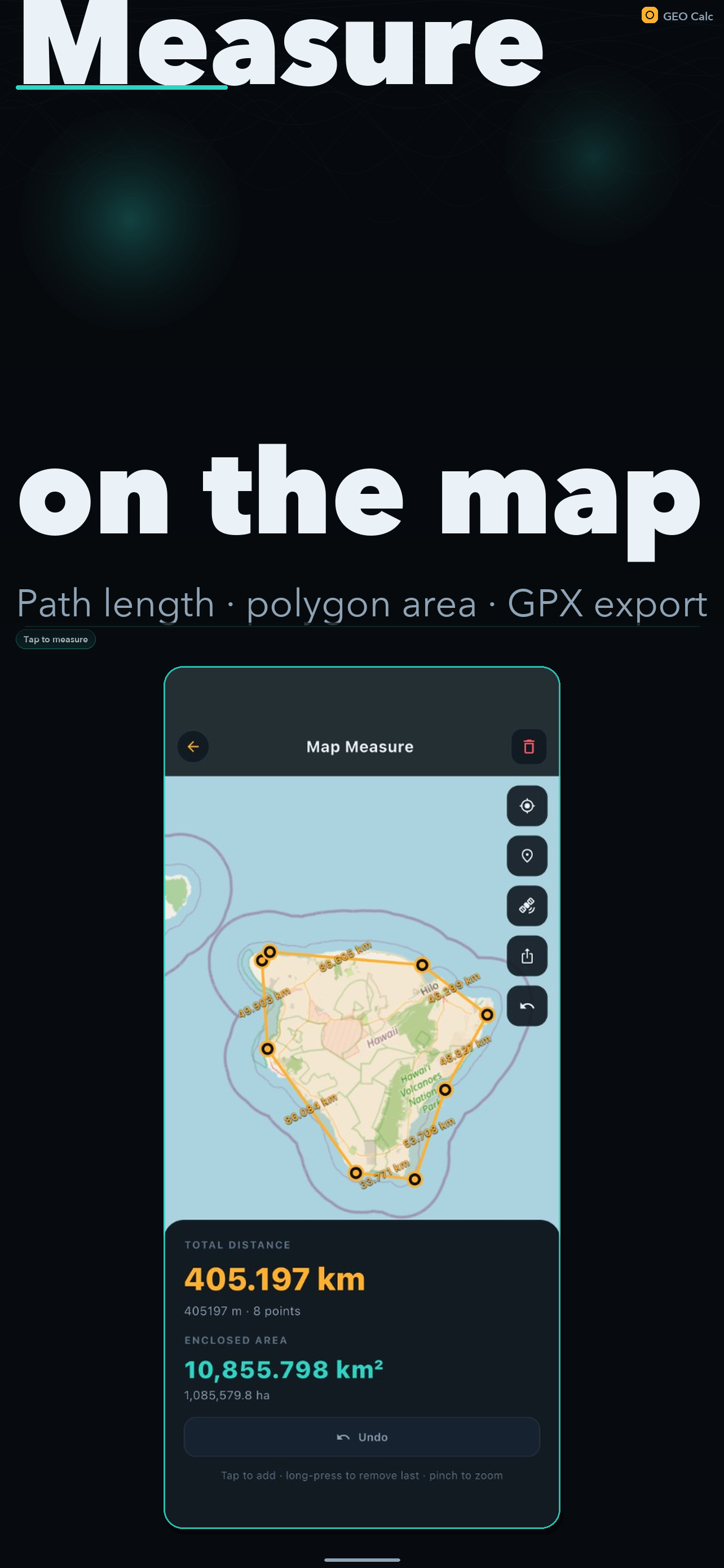 GEO Calc offline map measure with polygon area