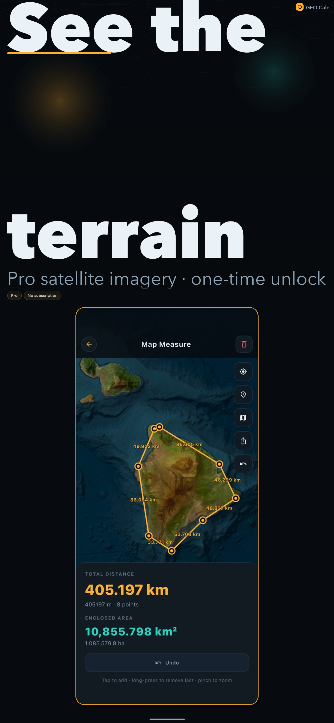 GEO Calc map with satellite imagery