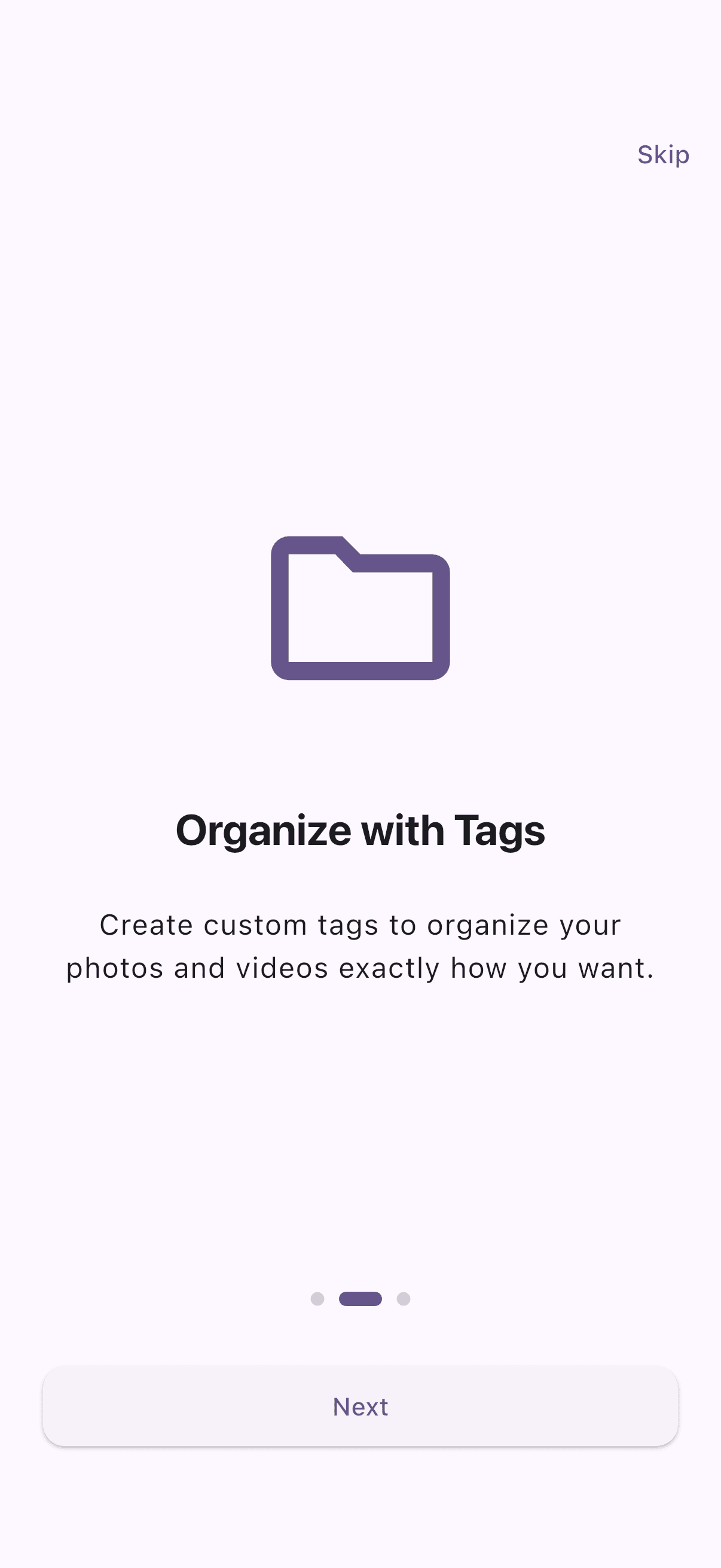 Hush Gallery onboarding tags