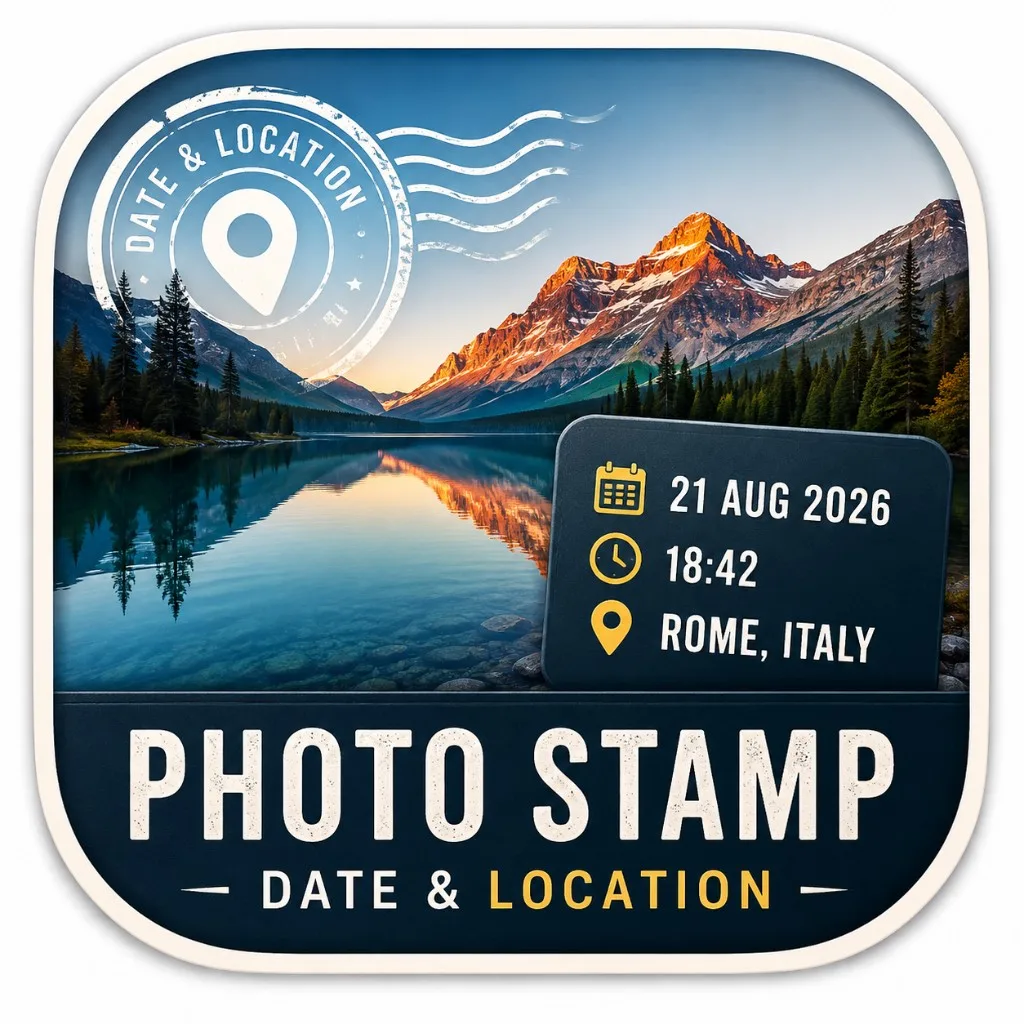 Photo Stamp landscape wordmark promo