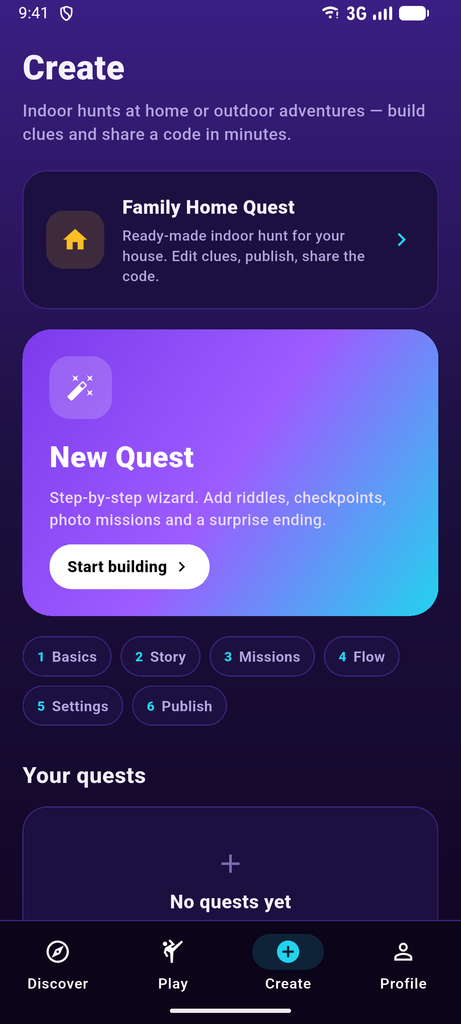 Questivo quest creation screen