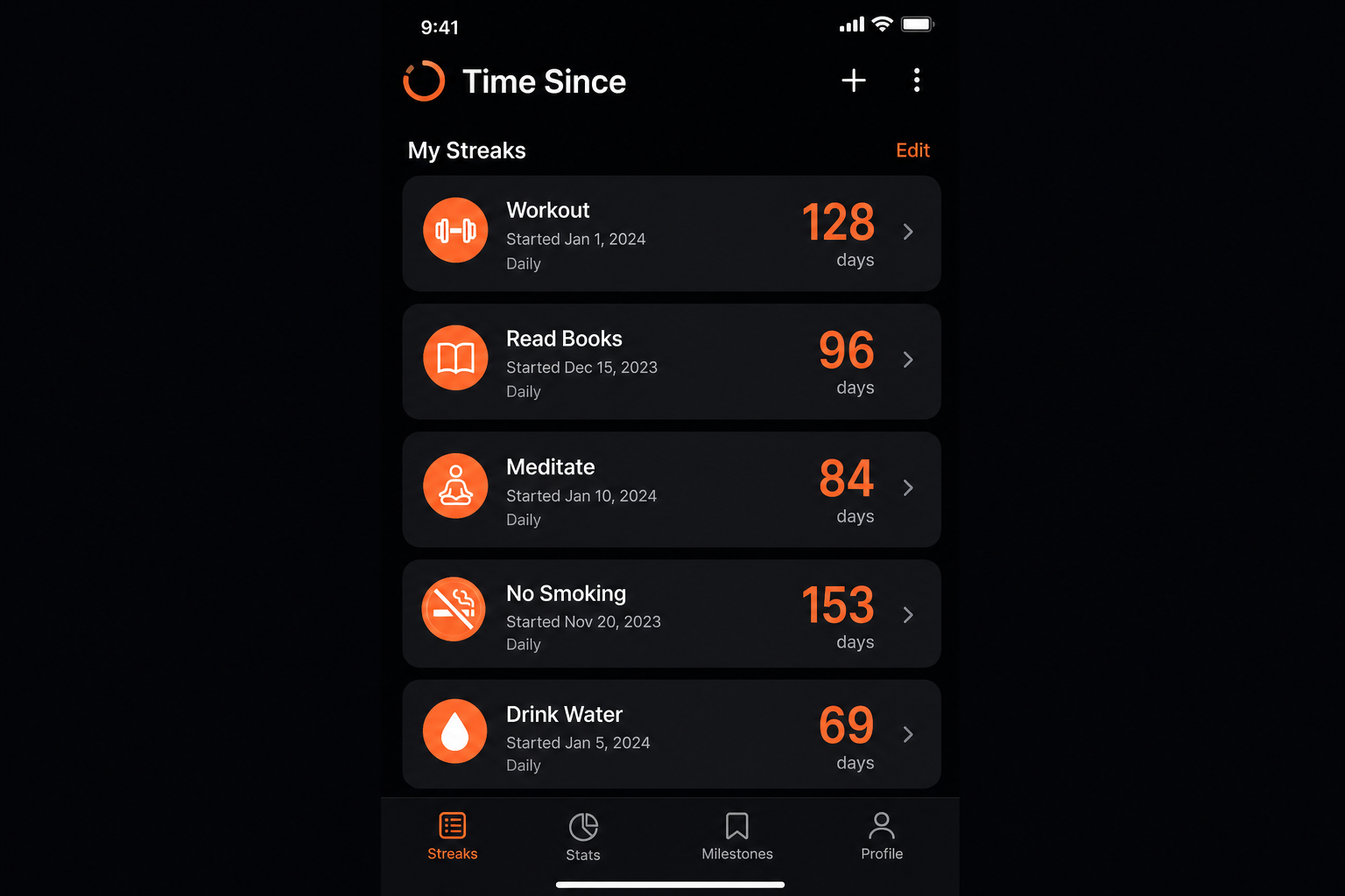 Time Since الشاشة الرئيسية مع بطاقات متتالية متعددة