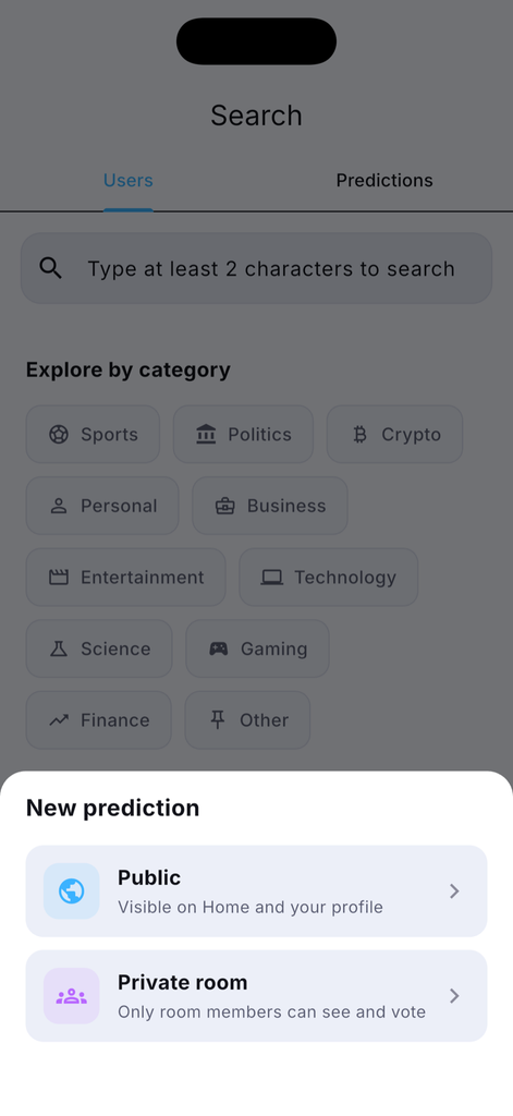 ToldYa! create prediction screen