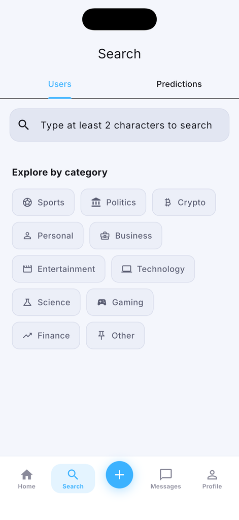 ToldYa! search and category browse screen